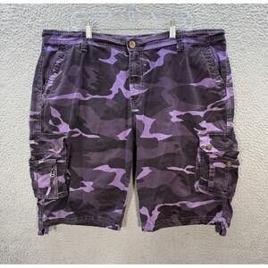 Camouflage Cargo Shorts Mens 42 Purple Camo Relaxed Cargo Grunge Skater Y2K